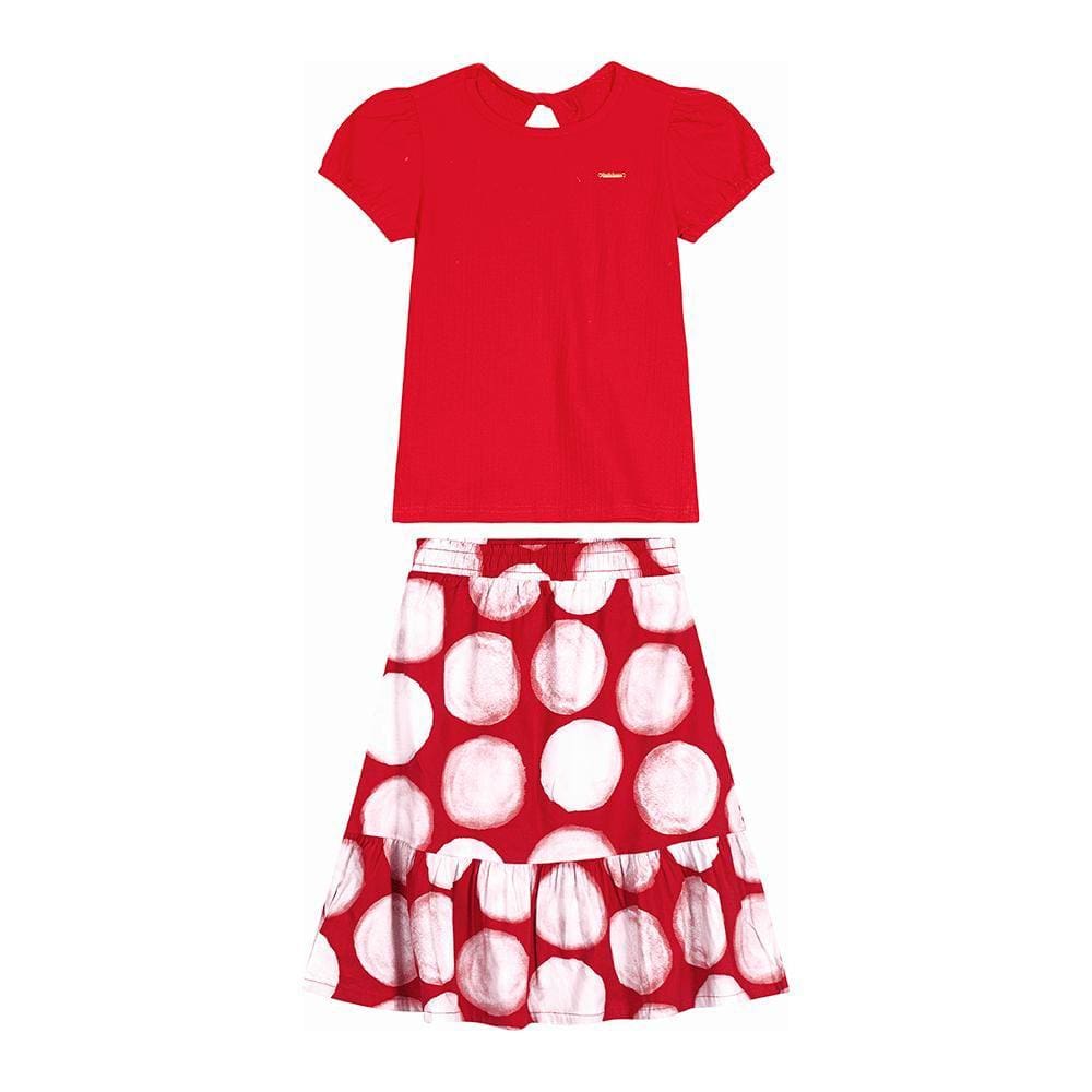 Conjunto Infantil Feminino Blusa Texturizada E Saia Midi Carinhoso Ref:1000108966 10/14