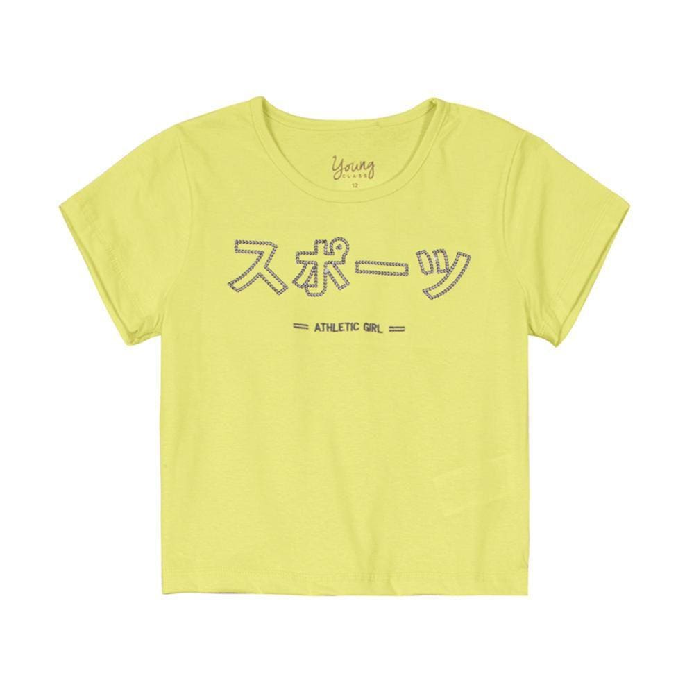 Blusa Infantil Manga Curta Cropped Estampada Young Class Ref:25559 10/18