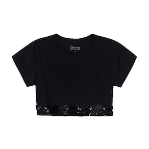 Blusa Infantil Cropped Com Detalhe Em Paetê Young Class Ref:25556 12/18