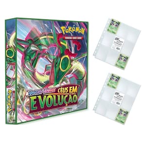 Álbum Pasta Fichário Pokemon com 20 Folhas YES Espada e Escudo Céus Evolução Capa Dura Reforçado