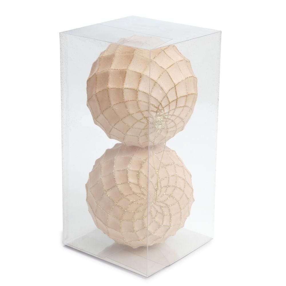 Bola De Natal Em Veludo Com Textura Xadrez 12cm Jg 2 Unid