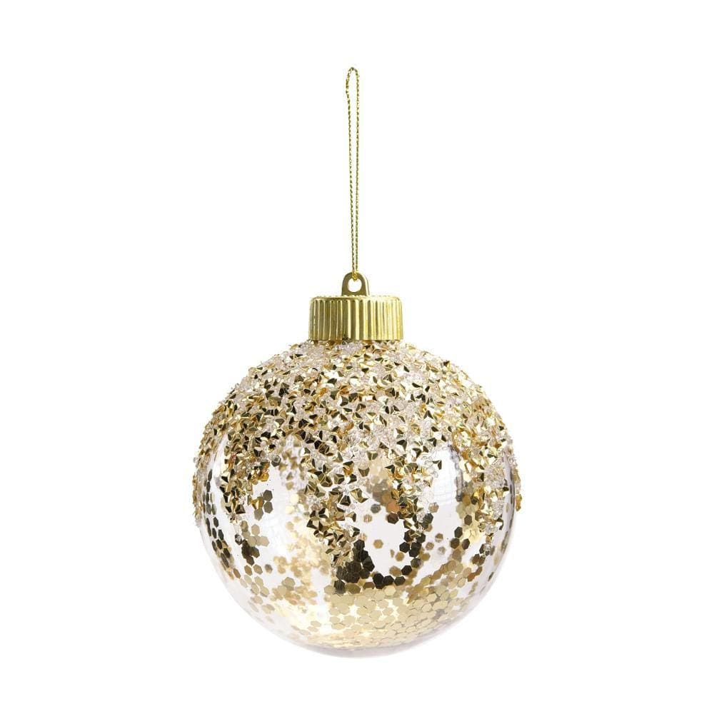 Bola De Natal Transparente E Dourado 8Cm Jg 6 Unid 1004178