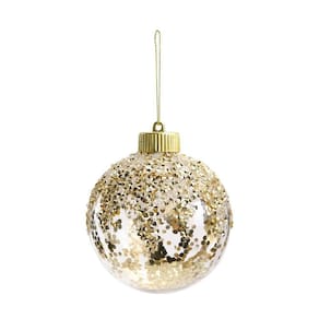 Bola De Natal Transparente E Dourado 8Cm Jg 6 Unid 1004178