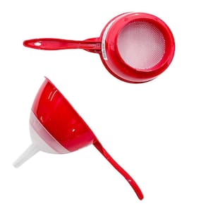 Peneira Coador Funil Plástico 2 Em 1 Cozinha 25,5X13Cm