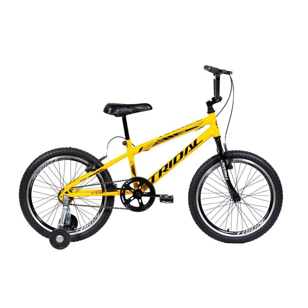 Bicicleta Aro 20 Infantil Bmx Cross Roda Lateral Tridal - Amarelo