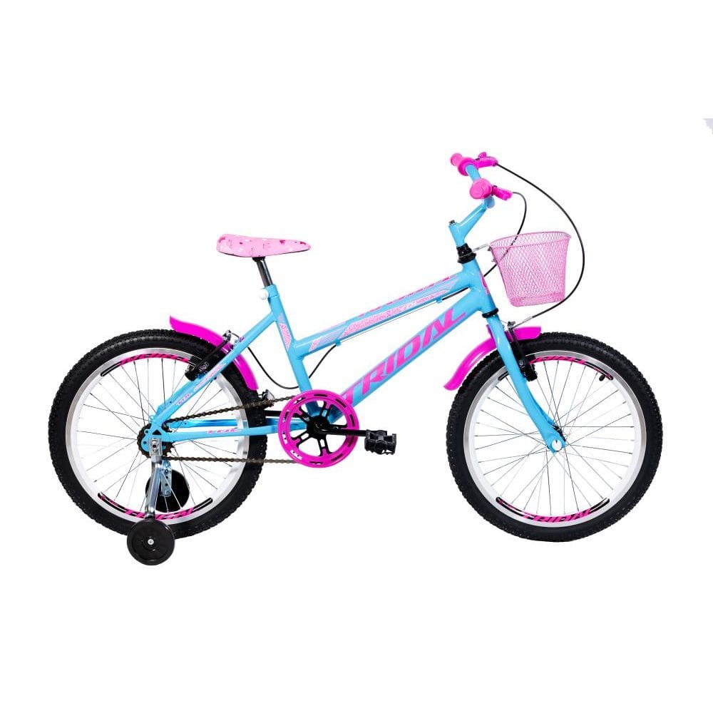 Bicicleta Aro 20 Feminina Infantil Roda Lateral Tridal - Azul Céu