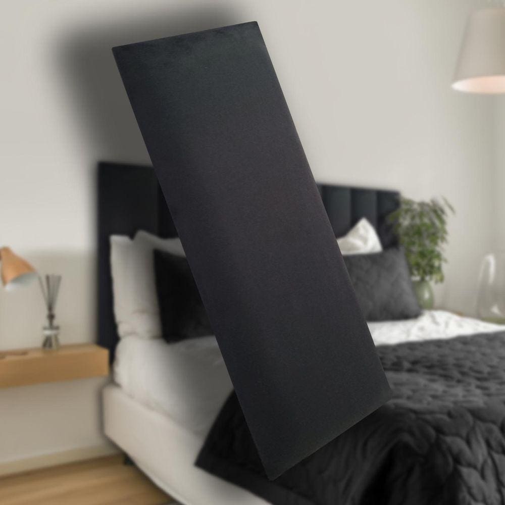 Cabeceira Estofada Suede Preto Para Cama Box - Módulo 20cm x 60cm
