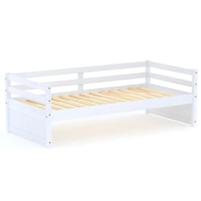 Cama Solteiro Eco Madeira Maciça Branco Mobilistore
