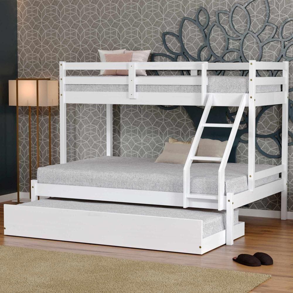 Treliche Com Cama Casal Eco Madeira Maciça Branco Mobilistore