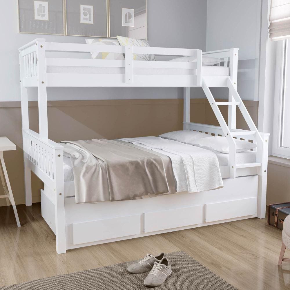 Treliche Casal/solteiro Com 03 Gavetas Madeira Maciça Branco Mobilistore