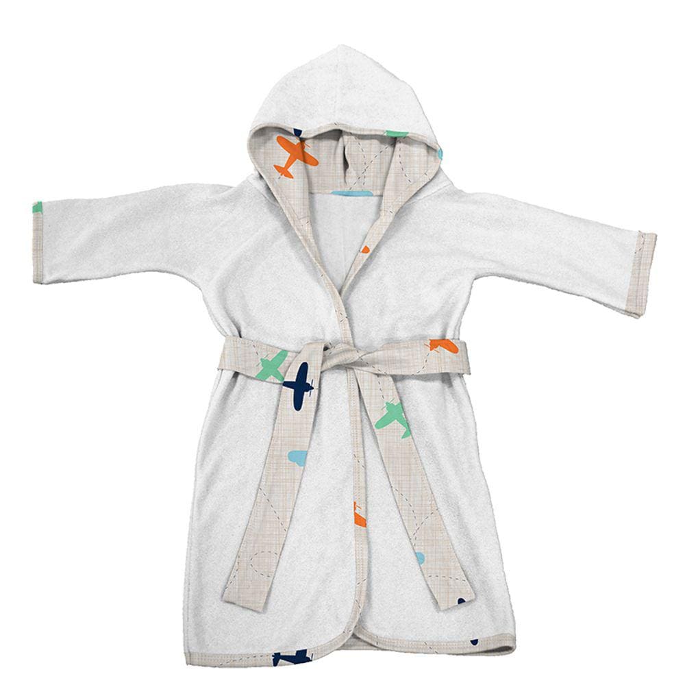 Roupão Infantil Tecebem Com Capuz Malha Frederico Plush Atoalhado Branco