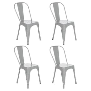 Kit 4 cadeiras Iron Tolix design industrial cozinha bar prata