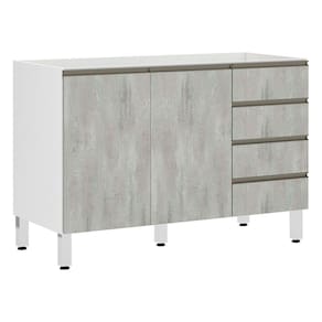 Balcão De Pia Sem Tamp 120cm Branco Com Concreto