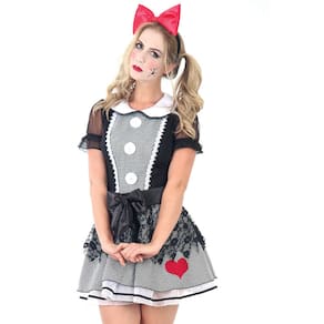 Fantasia Boneca do Mal Halloween Feminina  Adulto Luxo