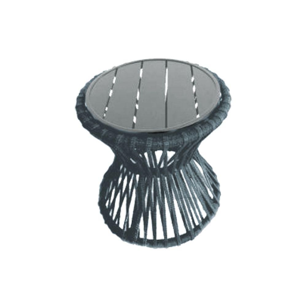 Mesa de Centro Sol em Corda Náutica e Base em Alumínio Cinza 50cm Cinza