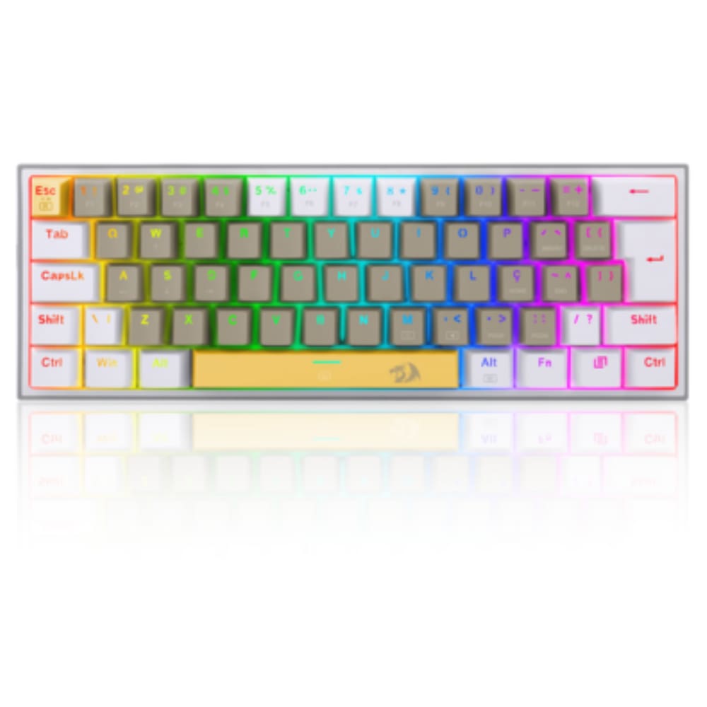 Teclado Gamer Mecanico Redragon Fizz RGB Branco Cinza