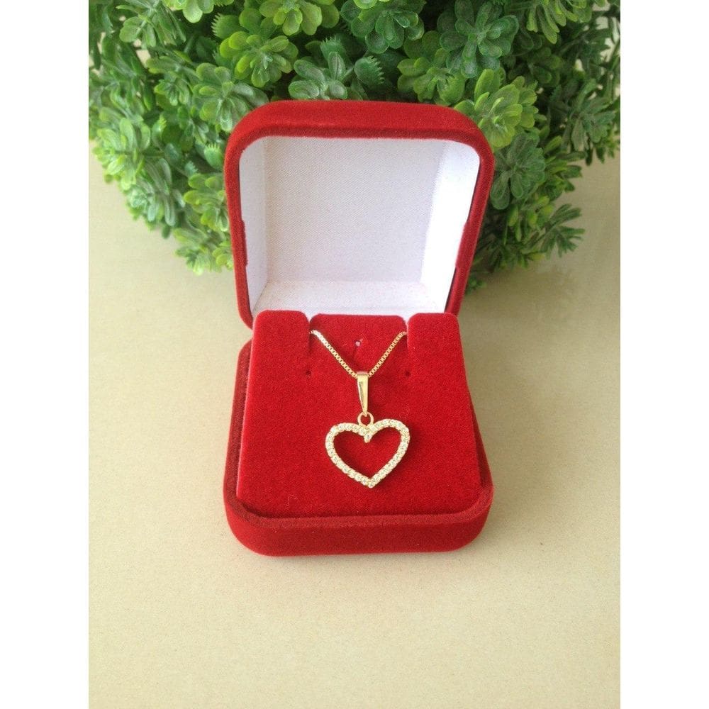 Gargantilha Cravejada Coração Cristal Banhada A Ouro 18K