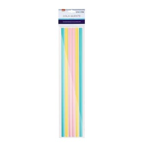 Kit Bastão De Cola Quente 6 Unidades Cores Pastel 7,5x30mm BRW | Refil Cola Quente Fina Candy Colors Artesanato