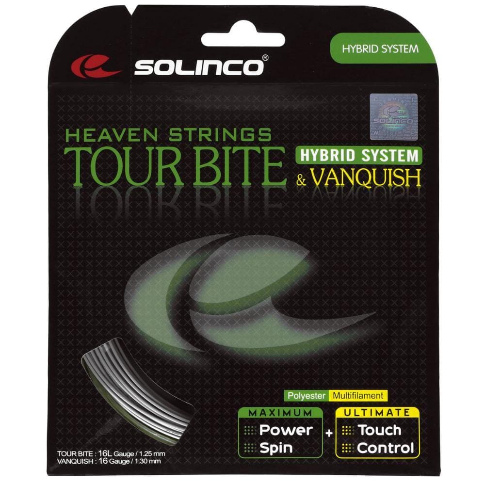 Corda Solinco Tour Bite 16L 1.25mm Prata X Vanquish 16L 1.30mm Natural - Set Individual