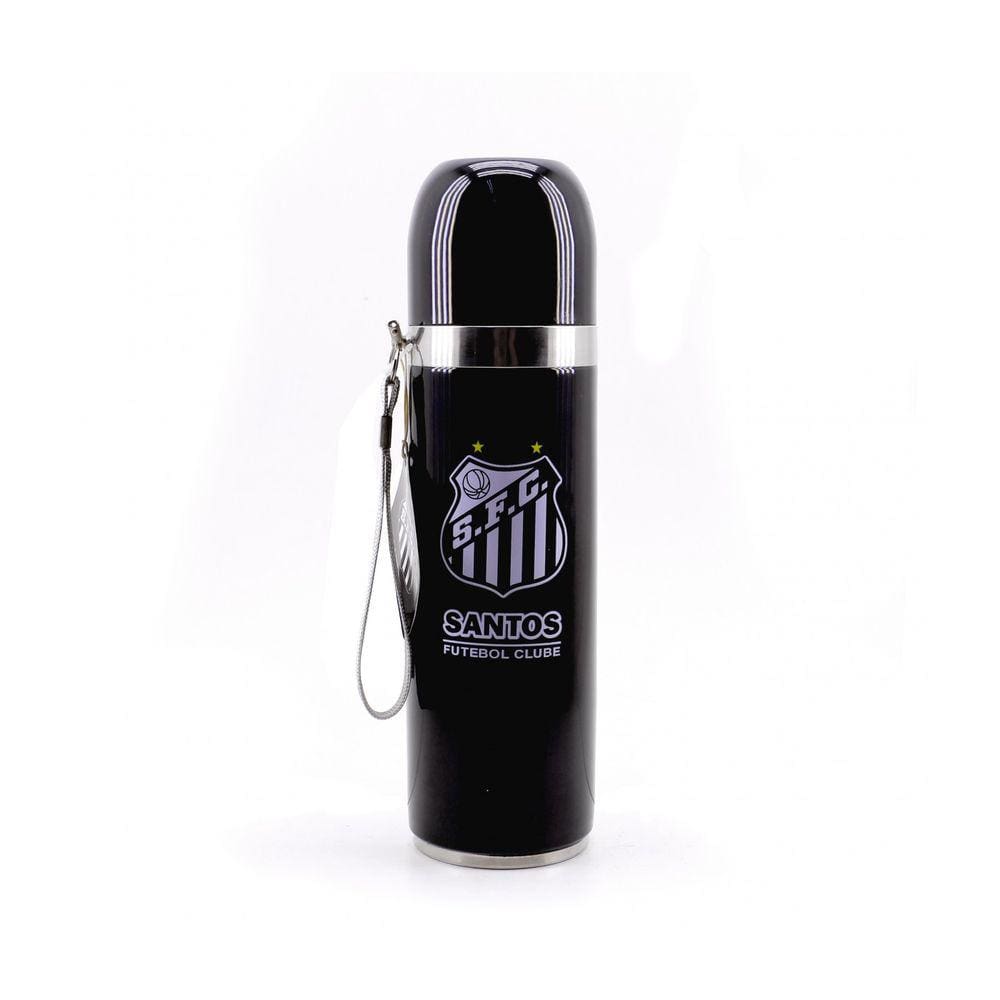 Garrafa Térmica Inox Preta Santos Time Produto Oficial 500ml