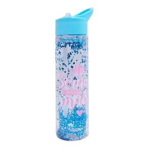 Garrafa Azul Glíter Sereias 600ml - Projeto Kiwi