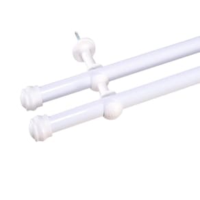Kit Varão Duplo De Cortina 19Mm De 3,00 Metros Branco