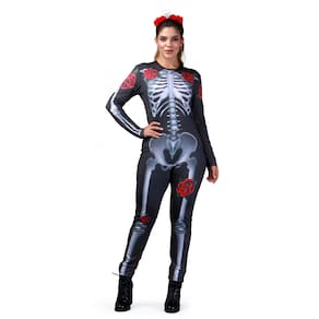 Fantasia Caveira Mexicana Halloween Feminino Adulto Macacão