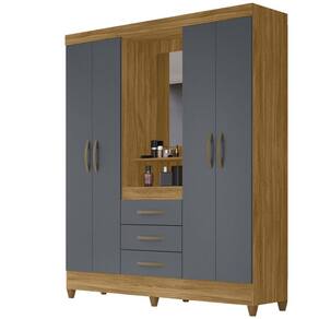 Guarda Roupa 4 Portas Com Espelho 8310 Freijo Cinza Moval