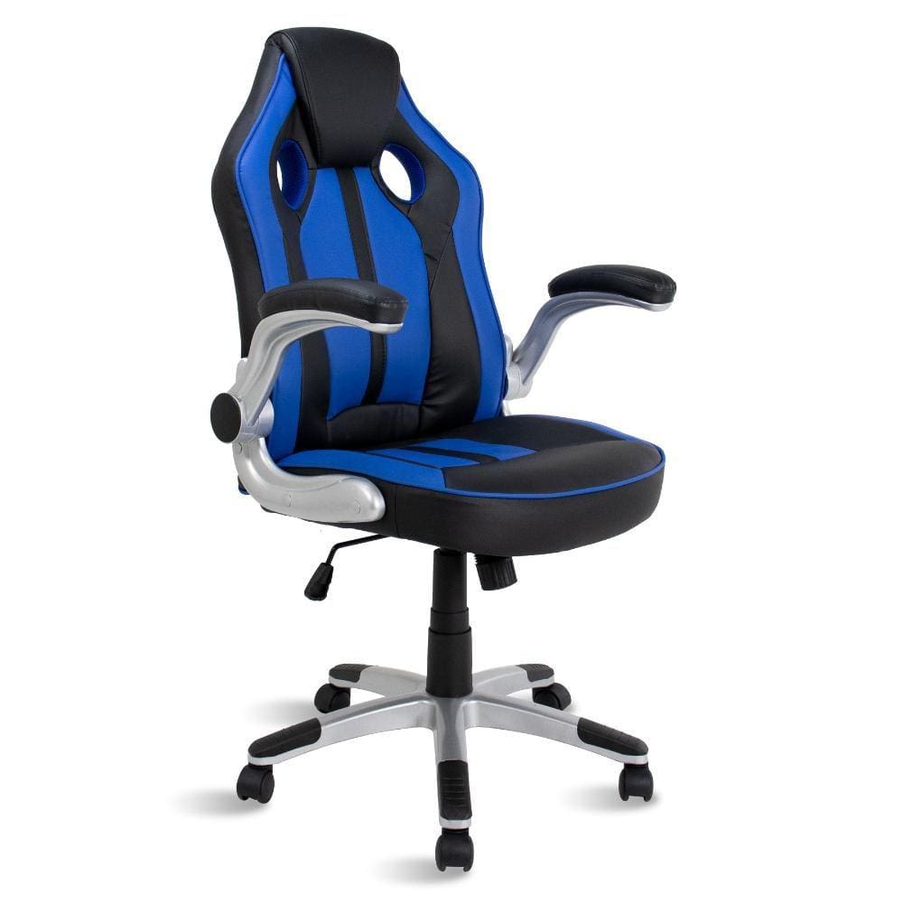 Cadeira Gamer Azul e Preto Healer Creed Giratória