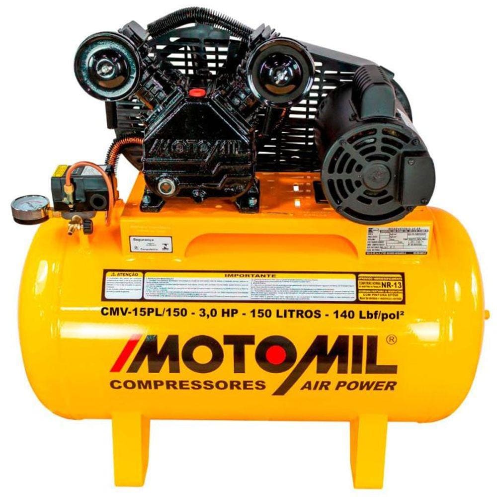 Compressor de Ar 15 Pés 3HP 150 Litros Air Power Mono 110/220V CMV-15PL/150 MOTOMIL