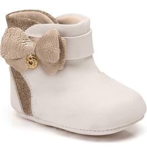 Bota Cano Curto Infantil Baunilha Com Laço Klin Ref: 267005 1/4