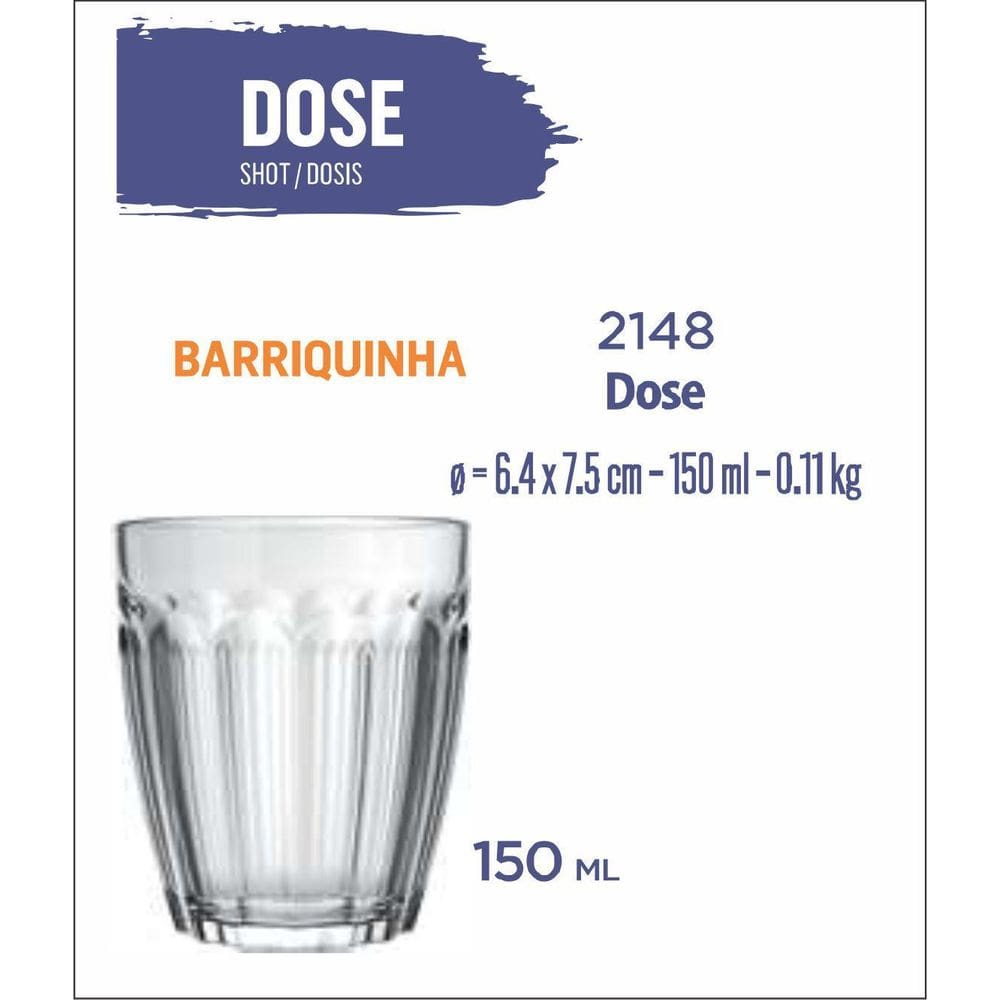 12 Copos Barriquinha 150Ml - Whisky - Cachaça - Tequila