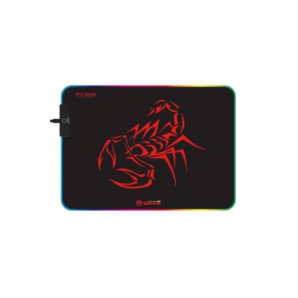 Mouse Pad Gamer Marvo Scorpion MG08, 350x250x4mm, RGB, USB, Preto, Microfibra