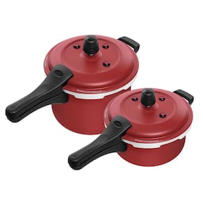 Kit Panela De Pressão Vermelho Cereja 3 Litros E 5 Litros Antiaderente Fechamento Externo Patolux