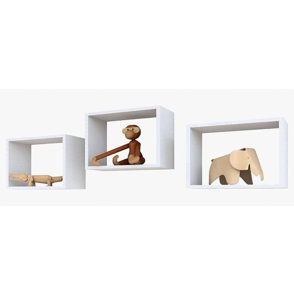 Nichos para Quarto Infantil Kit com 3 Peças Cor Branco Brilho - Phoenix Baby