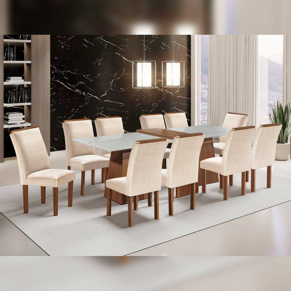 Conjunto Mesa de Jantar Jandira com 10 Cadeiras 2.20 x 1.10 Retangular