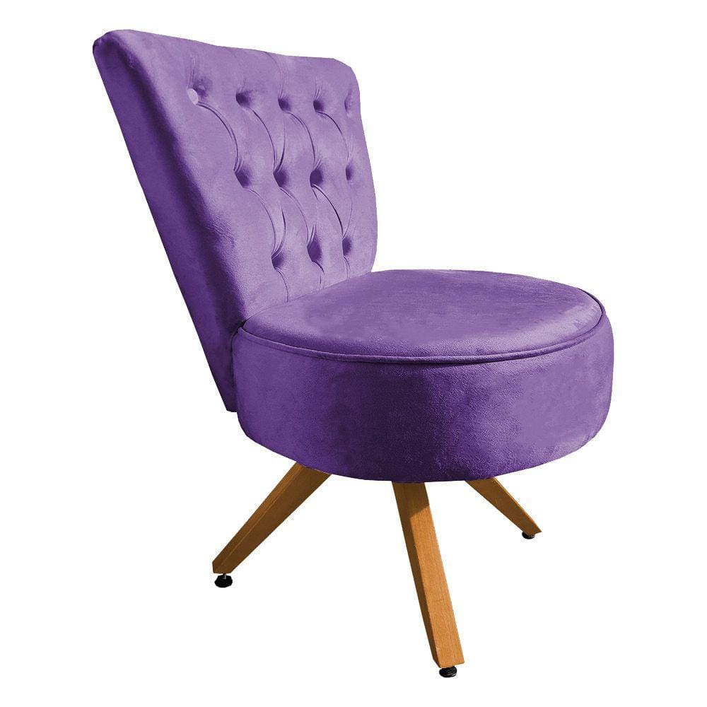 Poltrona Cadeira Decorativa Capitonê Elegância Veludo Base Giratória Castanho - Pallazio