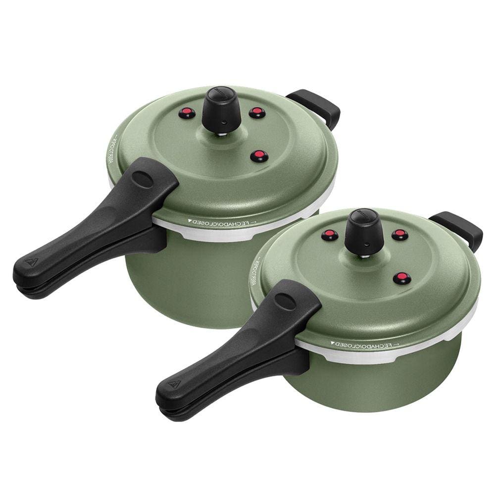 Kit Com Duas Panelas De Pressão 3 E 5 Litros Antiaderente Fechamento Externo Patolux