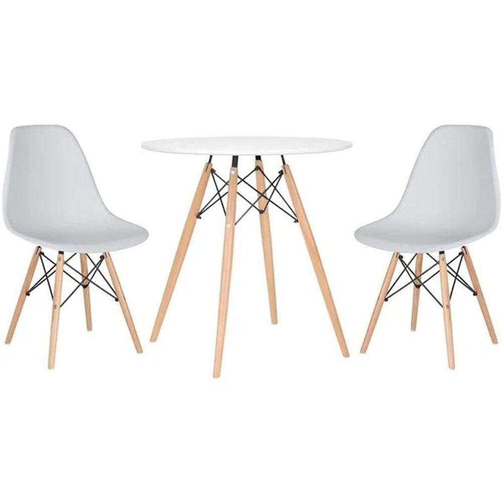 Kit Mesa Jantar Eiffel 80cm Branca + 2 Cadeiras Charles Eames - Branca