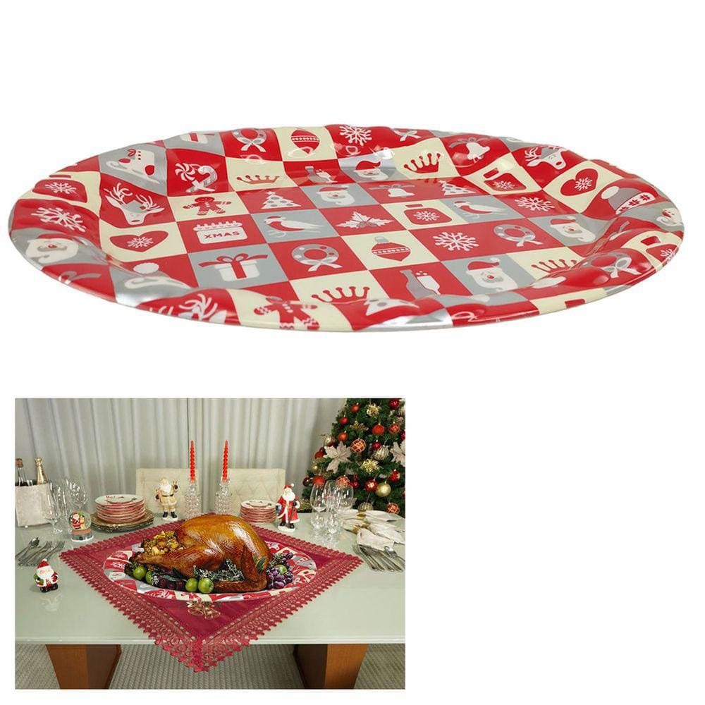 Bandeja Natal Natalino Ceia Alimentos Festa Decoraçao Fim de Ano Papai Noel Flocos de Neve Comemoraçao Enfeite Reuniao Familia