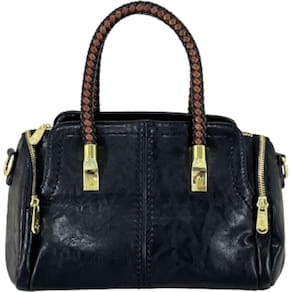 bolsa baú média elegante com alça de mão dupla em couro pu
