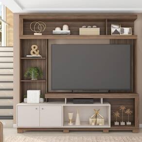 Estante Home Para TV 55 Polegadas com 2 Portas Formosa Nogueira San Remo/Off White Perfect