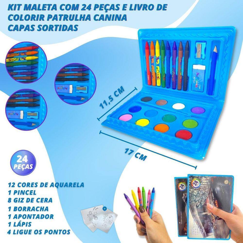 Kit de Pintura Infantil Patrulha Canina com Maleta 18 Peças