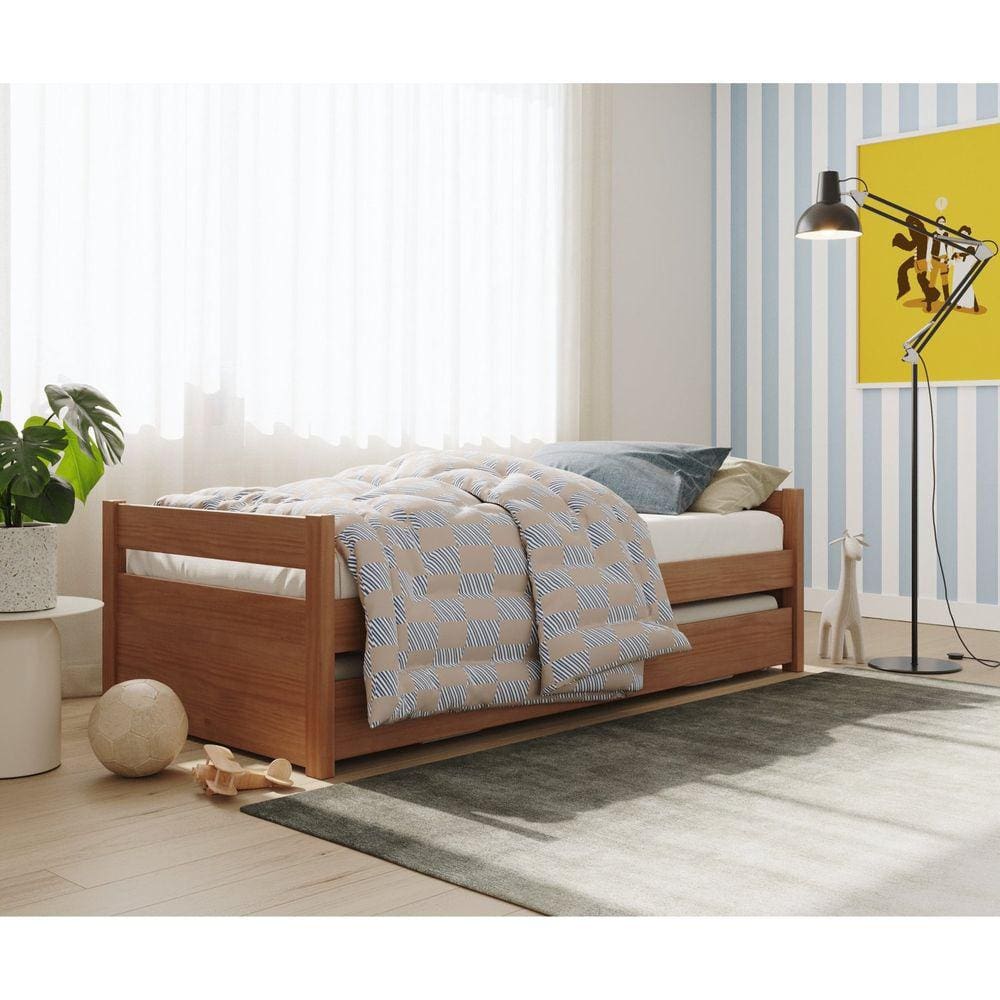 Bicama 90x190cm em Madeira Maciça Double Yescasa Amendoa