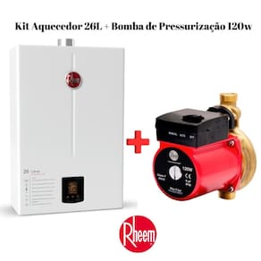 Aquecedor 26 Litros Glp Bivolt + Bomba 120W 220V Rheem