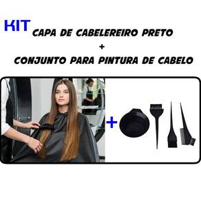 Kit Pintura para Cabelo Coloração 4 Peças MAIS Capa de Corte de Cabelo - Cabeleireiro - Tinta Cor Profissional - PANAMI
