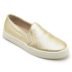 Tênis Slip On Feminino Couro Calce Fácil Moderno Casual