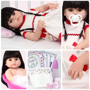 Bebe Reborn Realista Menina Morena Pode Banho + Kit 13 Itens