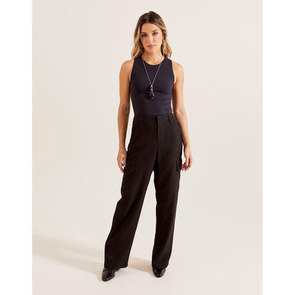 Calça Zinzane Feminino Cargo Botões - Preto