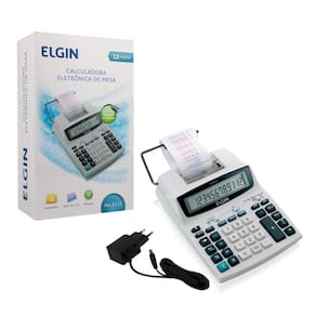 Calculadora Eletronica De Mesa Com Bobina Compacta Elgin MA5121 Cálculo Financeiro Impressão Bicolor 12 Dígitos